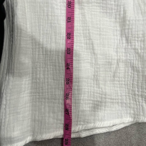 [L]Magaschoni White Organic Cotton Button Shirt Gauze Rolled Sleeve Lagenlook - Picture 5 of 6